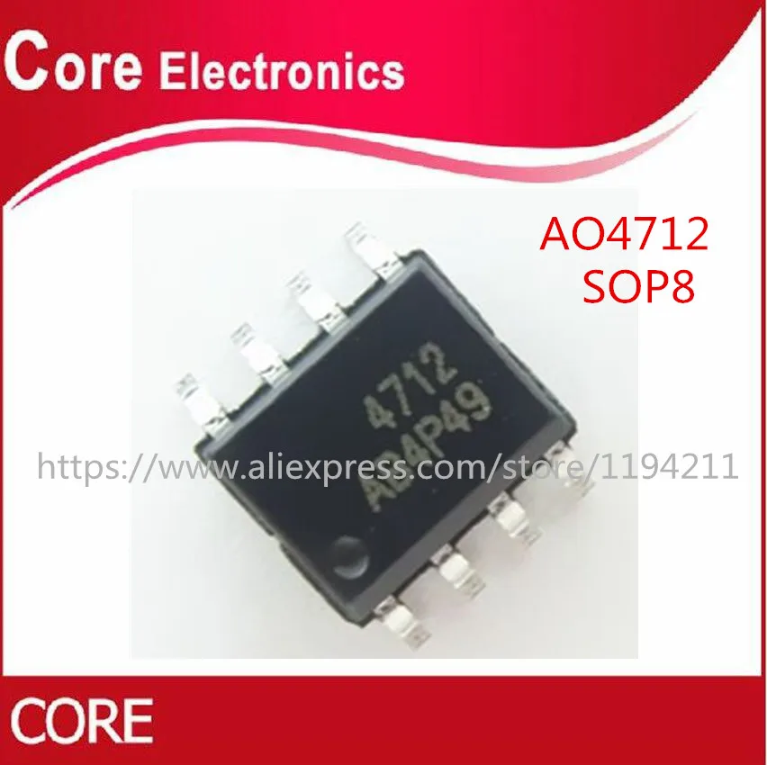 10 шт. AON4712 AO4712 SI4712 4712 лапками углублением sop 8|Интегральные схемы| |