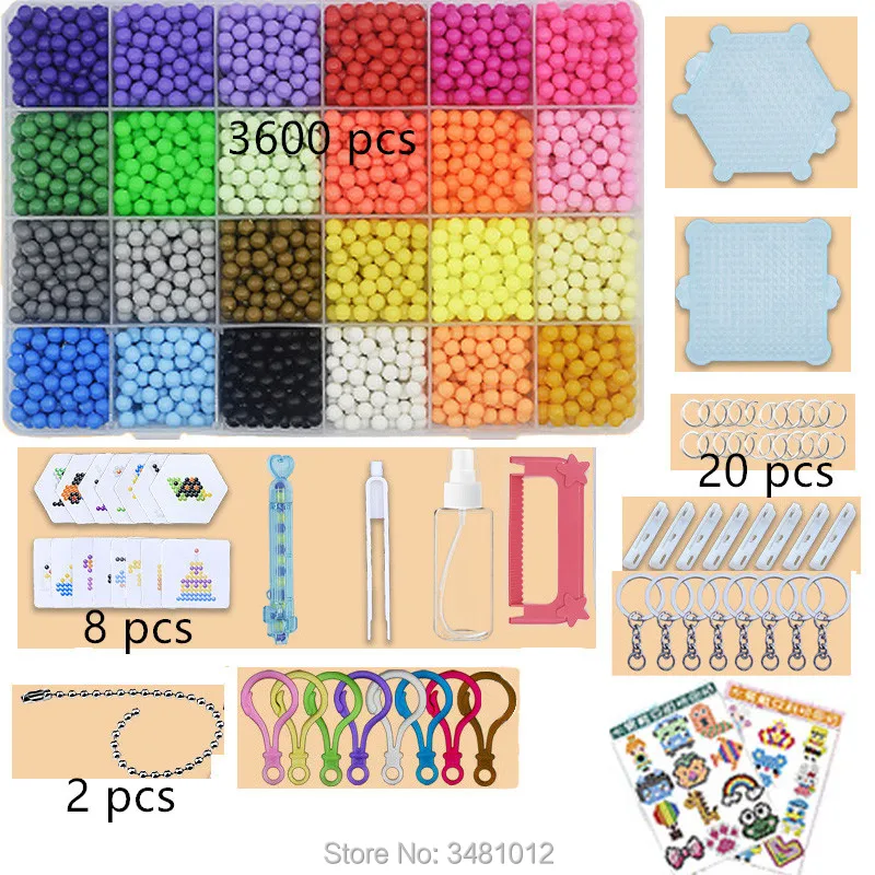 

Aqua Beads DIY Magic Fuse Water Jewel Beads Tool Set Creativity Pegboard Puzzles Kids Toys for Girls Children Gift 7 8 10 Years
