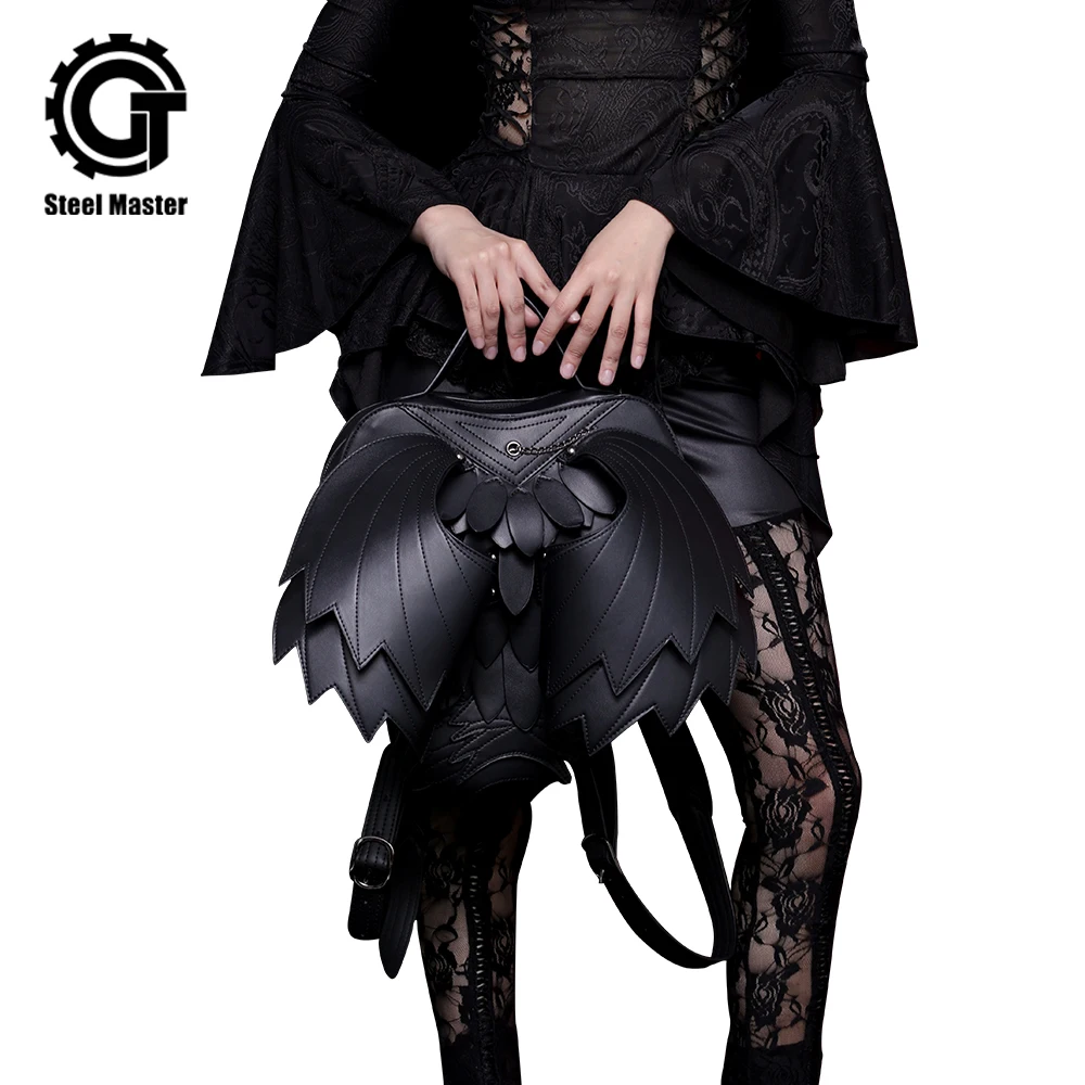 

Steelsir Black Mysterious Lace Sexy Women Backpack Gothic Rock Style Personality Three-Dimensional Wings Fashion Travel Bags