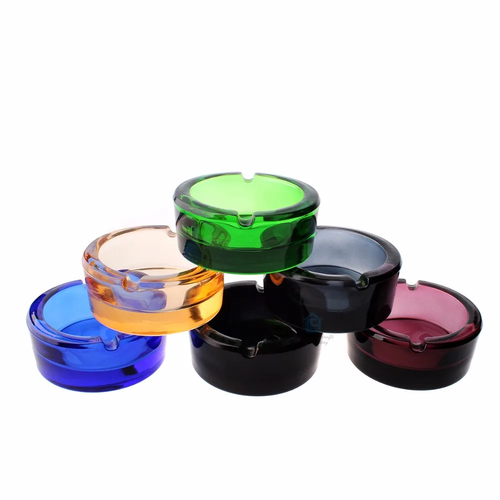 Crystal Ashtray, Round Glass Ashtray for Iutdoor and Outdoor Decorative