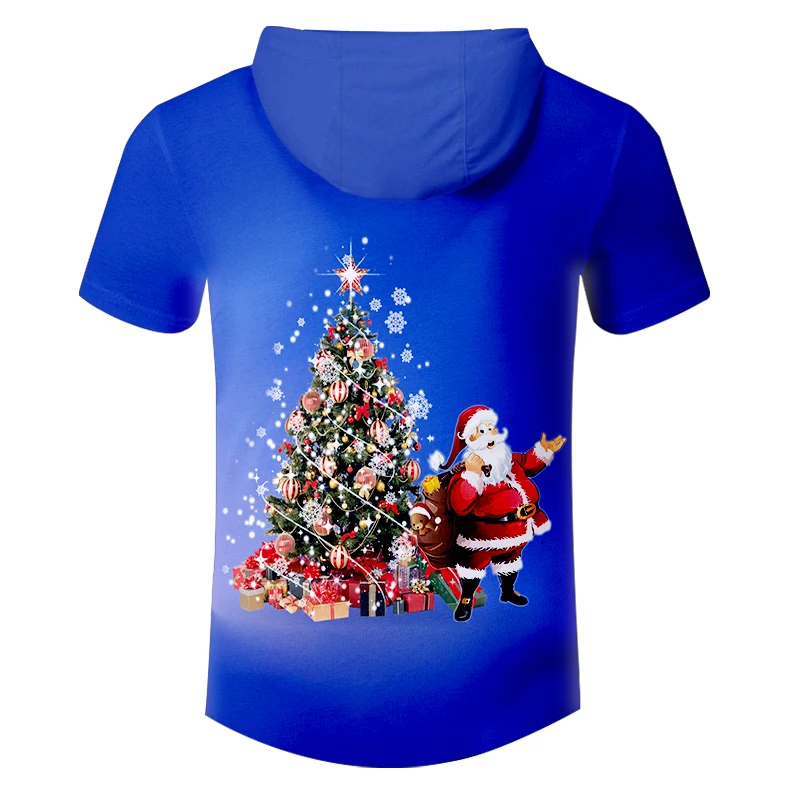 CJLM список мужские Костюмы 3D с принтом Рождественская елка и Санта Клаус Цветной Повседневное человек большой Размеры футболка с капюшоном