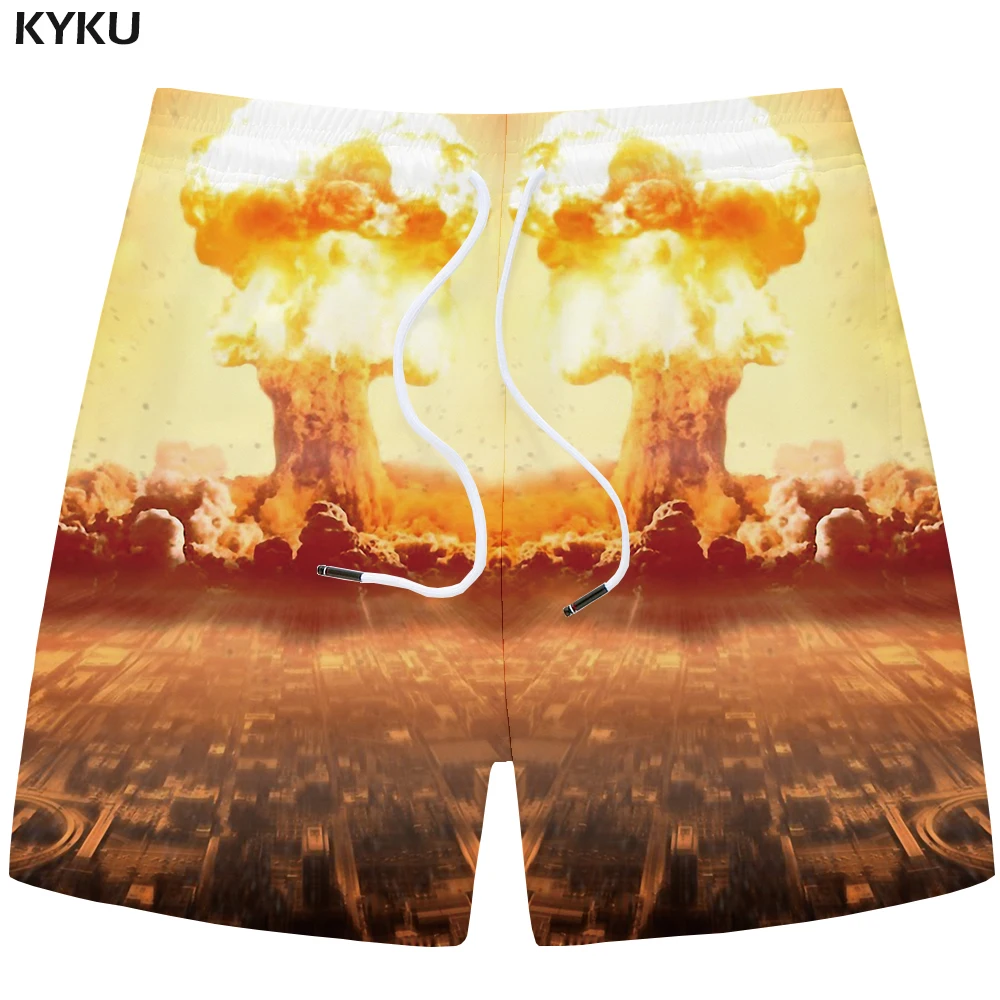KYKU Bomb шорты мужские военные пляжные шорты Карго Россия город 3d Печатные Шорты повседневные пламя мужские шорты летние большие размеры