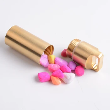 EDC Capsule Seal bottle  Pure Copper Waterproof Pot  Survival pills Bottle Brass Outdoor camping Mini Storage First Aid Kit 5