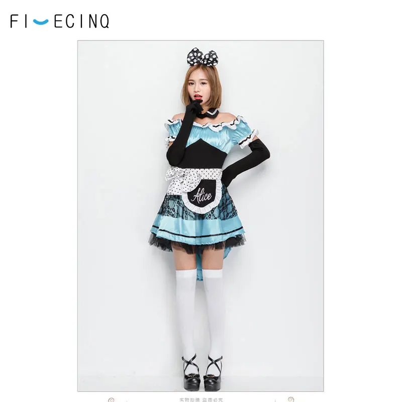 

Anime Alice Costume Cosplay Outfit Women Girl Elegant Blue Skirt Halloween Maid Dress School Student Performance Fancy Suit