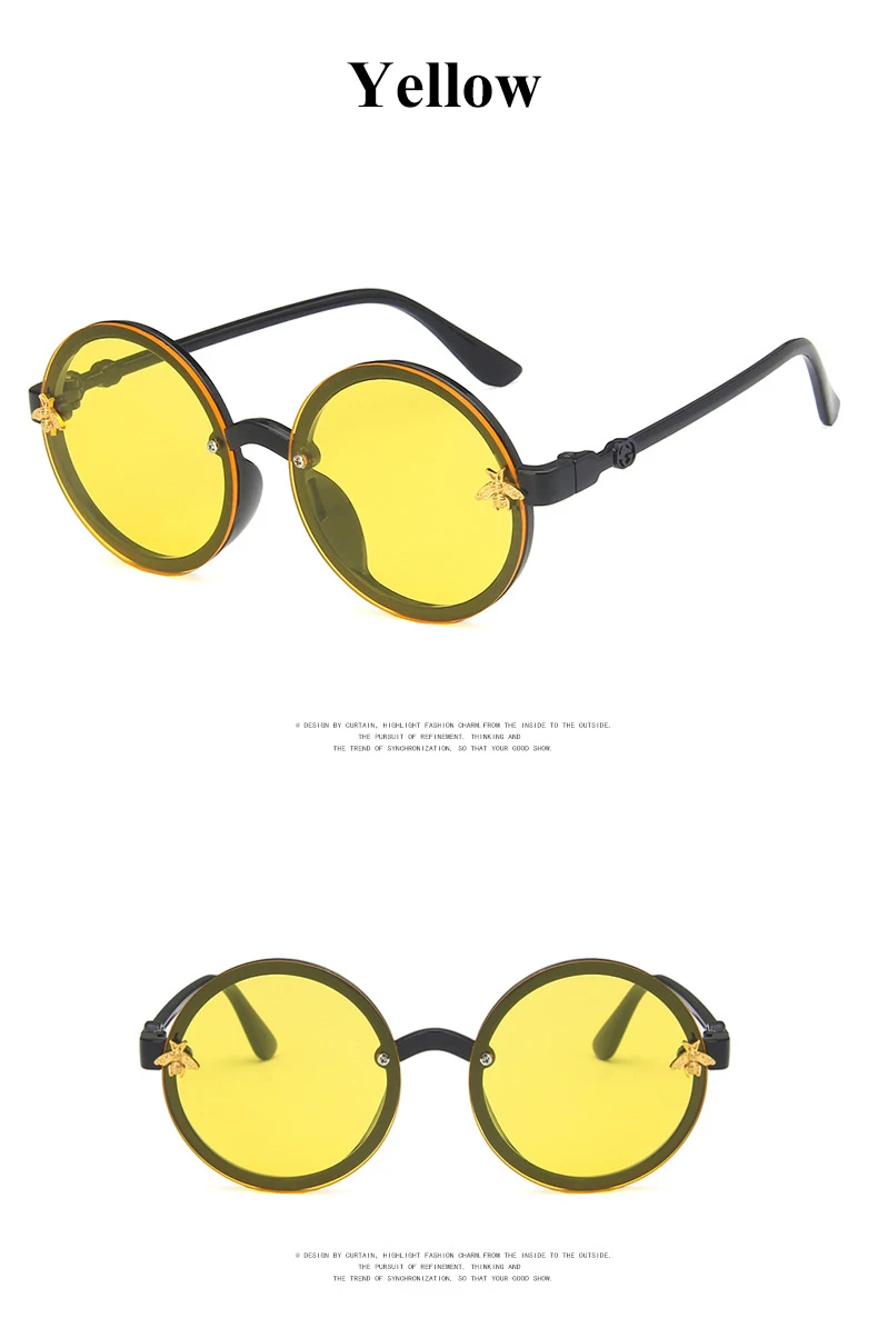 Модные брендовые солнечные очки для детей черного цвета в стиле ретро детские солнцезащитные очки Защита от ультрафиолетовых лучей детские солнцезащитные очки для девочек очки для мальчиков - Цвет линз: yellow