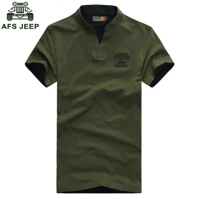 Free Shipping Men V Neck Short Sleeve T Shirt Green Army Green And