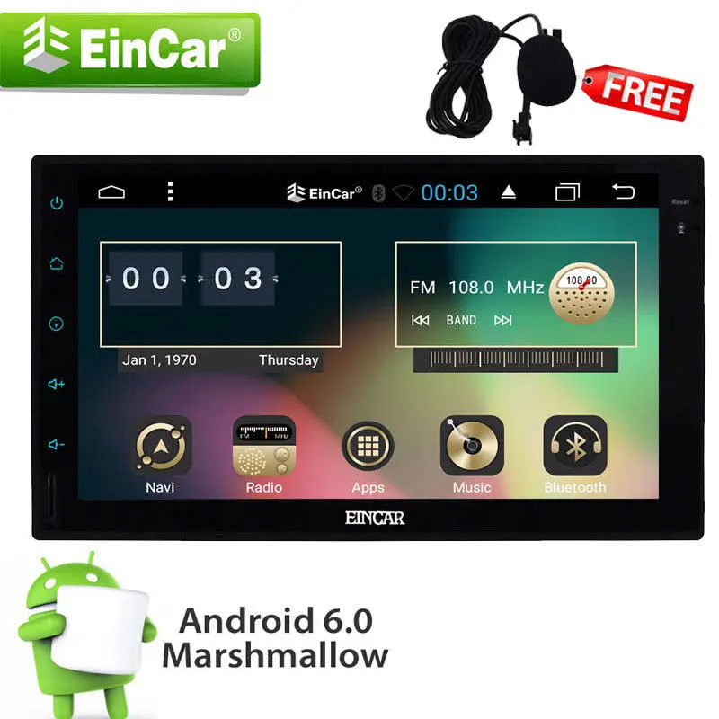 Discount 7Inch Quad Core Android 6.0 Car Mirror Stereo Player GPS Nav OBD2 No dvd 2Camera 1