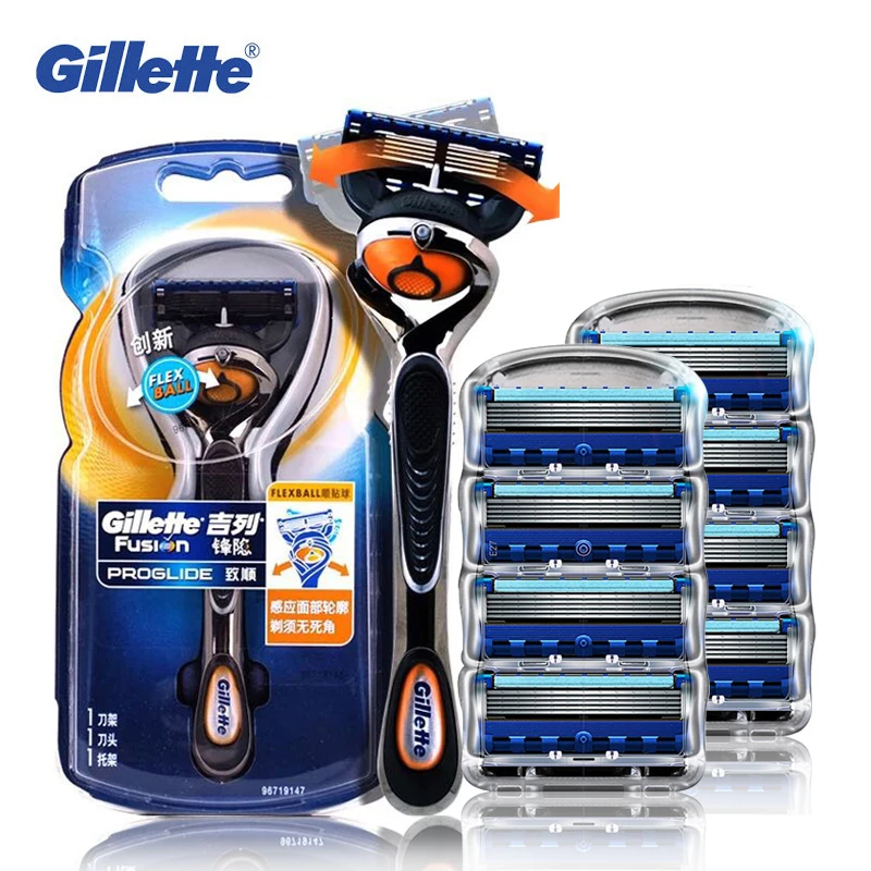 Gillette Fusion Shaving Razor Proglide Flexball Shaving Razor Blades For Men Brands Shavers Safety Razor 1 Holder+9 Blades