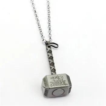 

HSIC 10pc/lot Wholesale The Avengers Thor Hammer Necklace Vintage Charm Metal Pendant Necklace Link Chains Necklaces Men Jewelry