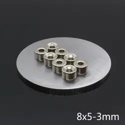 10 шт. 8x5 мм NdFeB потайной неодимовое магнитное кольцо отверстие 3 мм супер сильный, мощный Магнитный Магнит маленький круглый постоянный диск