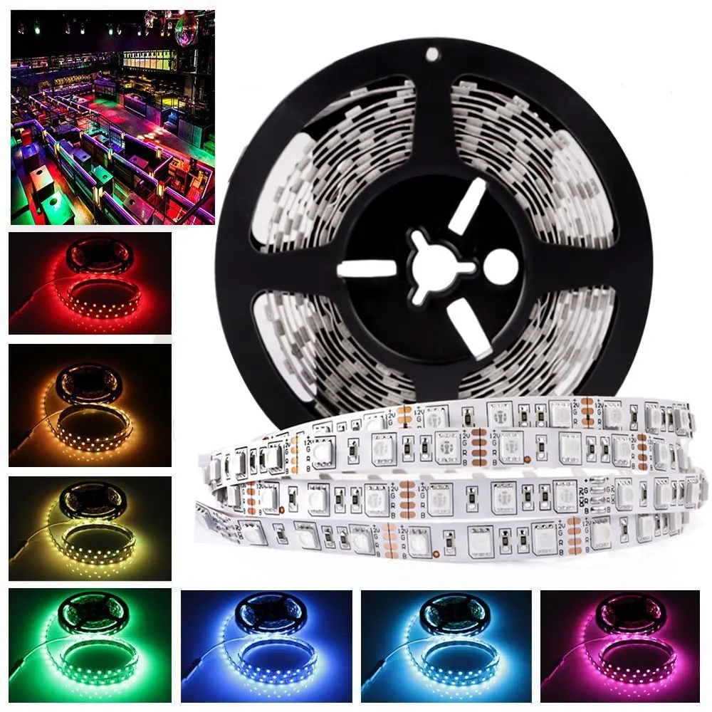 

12 V LED Strip Light Tape PC RGB 12V 5050 Waterproof 60Leds/M Flexible LED Lights Strip 12 V 5 M Lamp RGB Diode Tape ledstrip