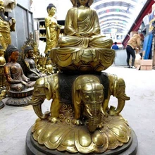 Bi002551 2" Тибет Буддизм бронзовый gild четыре слон будда Шакьямуни скульптура Статуя
