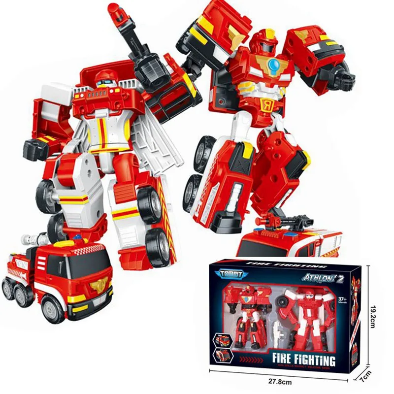 

2Pcs/Set Anime Tobot Robot Toys FIRE FIGHTING SERIES MINI Transformation Car Robot Model Children Toys For Kids Birthday Gifts