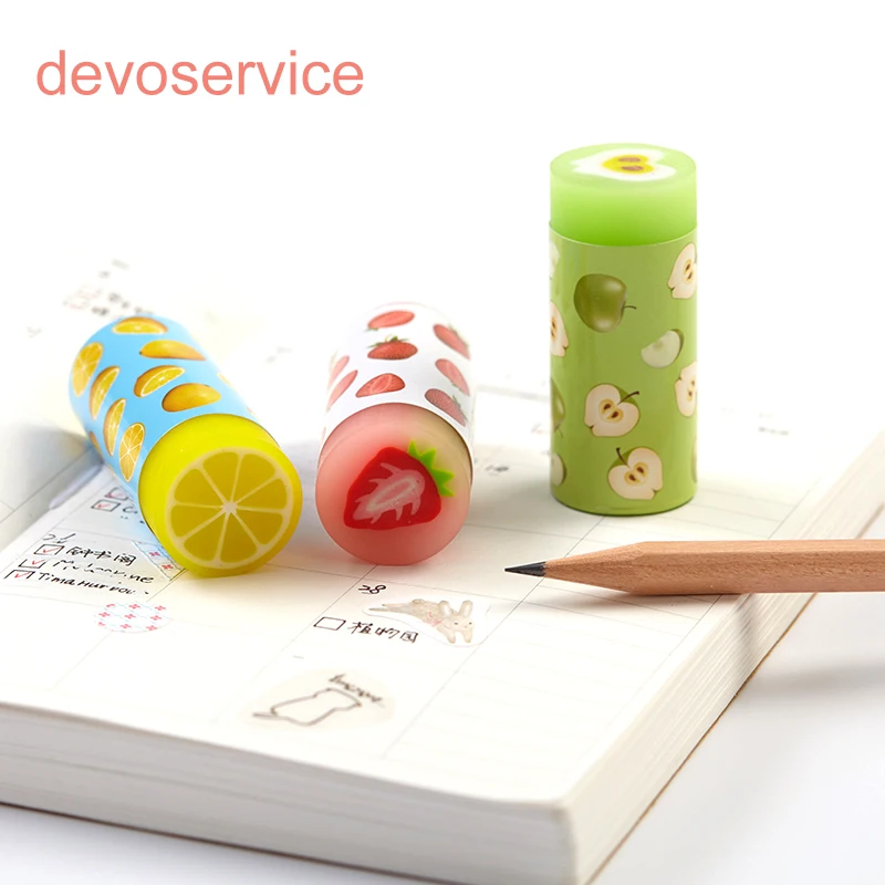 

Cute Cartoon Fruit Pencil Eraser Creative Erasers Lovely Fruits Shape Rubber Borrach Can Be Cut Into Pieces Student Stationery