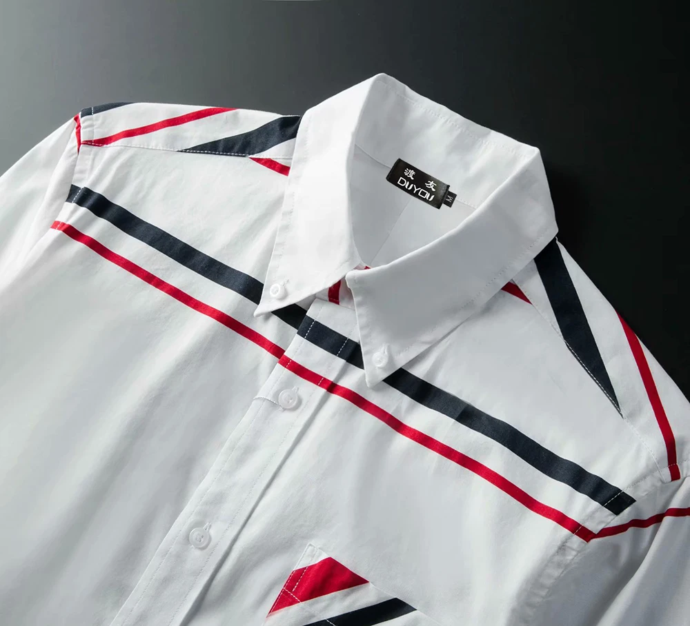 DUYOU/брендовая мужская рубашка из хлопка, мужская рубашка с длинными рукавами, приталенная Мужская рубашка, мужские повседневные рубашки в полоску, DY2200