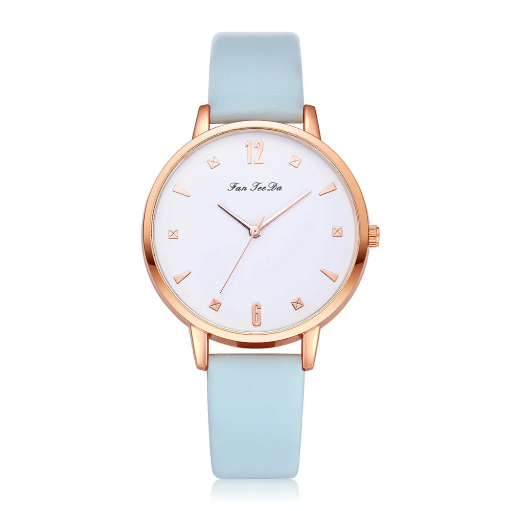 Fanteeda брендовые кожаные часы для женщин, креативные повседневные кварцевые наручные часы, женские часы с белым циферблатом, спортивные часы-браслет, подарок на год F - Цвет: Коричневый