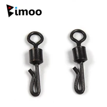 Bimoo-pince pivotante en laiton noir mat, en forme de Q, 50pcs, pince pivotante à changement rapide pour matériel de Terminal de pêche à la carpe, accessoire taille 4
