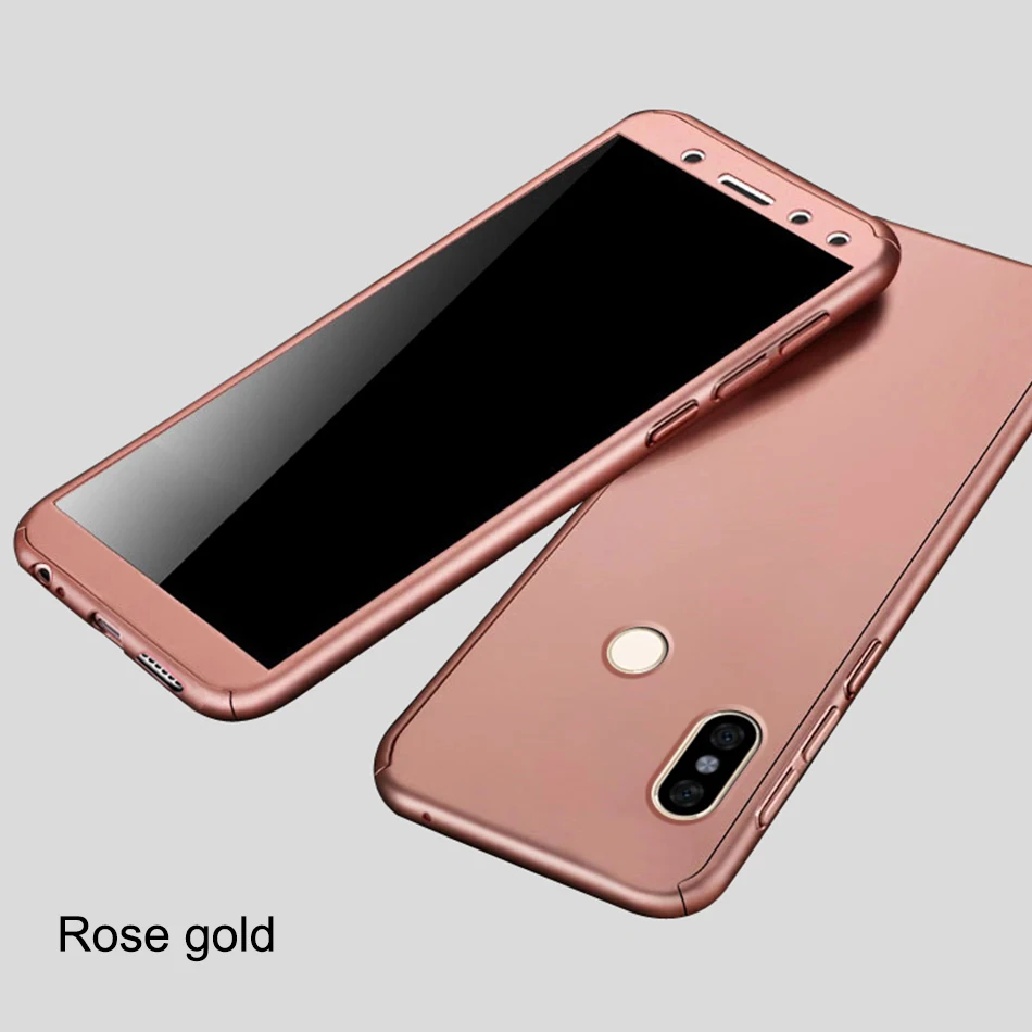 360 градусов защитные жесткие чехлы для Xiaomi Redmi Note 5 5A 4 4X противоударный Полный Чехол для Redmi 6 6A 4A Pro 5 Plus чехол для телефона - Цвет: Rose gold