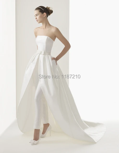 2017 Newest Style High Low Wedding Dresses With Trousers Inside 2017 Newest Style High Low Wedding Dresses With Trousers Inside Strapless Backless Bridal Gowns Y Bride