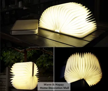 

Creative Wooden Foldable Pages Led Book Shape Night Light Lighting Lamp Portable Booklight Book Light Novelty Lighting Usb Recha
