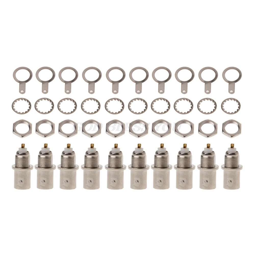 

10PCS/Set BNC Female Nut Bulkhead Solder Connector Adapter For Video Surveillance