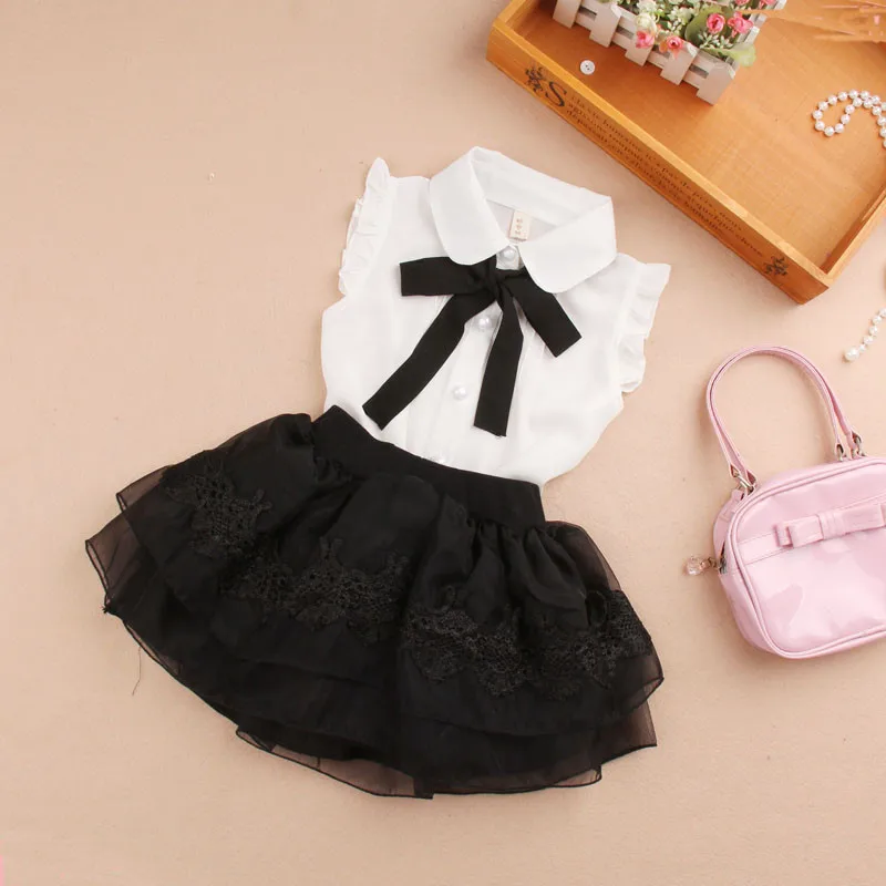 

New 2018 Summer Baby Toddler Clothes Big Girls Blouse Children White Chiffon Bow Sleeveless School Girl Tops Kids Shirts JW1119A