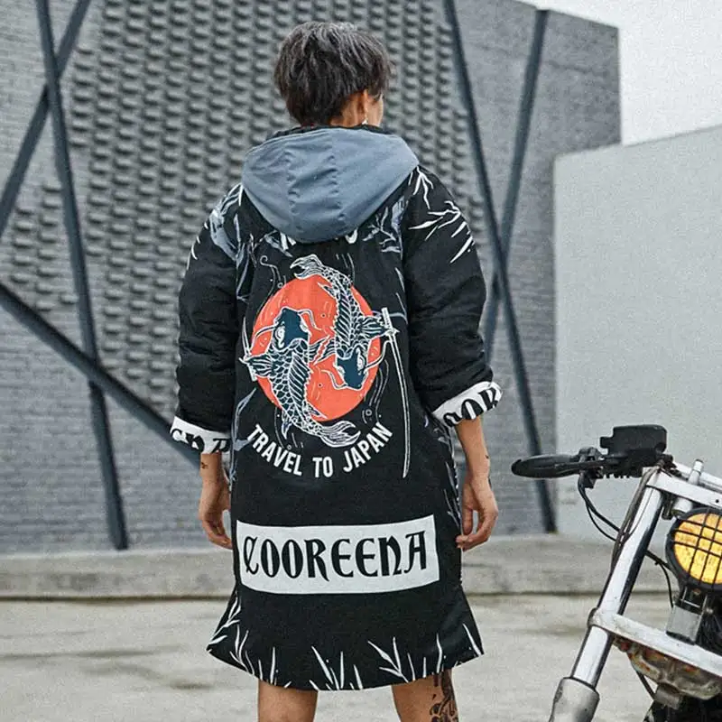 Hiver Style Parka Ouatée Impression Y626 Harajuku Pardessus Épais Chaud Hop Street Black Femmes Animé Coton Hip Dessin À Femelle Manteau Veste De Capuchon XwYU7Xrq