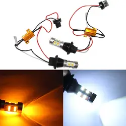 Авто-укладки 2x T20 7440 10 Вт 42smd поворотники день Бег фонари светодиодные белый/желтый feb07 Тюнинг автомобилей водить автомобиль-детектора