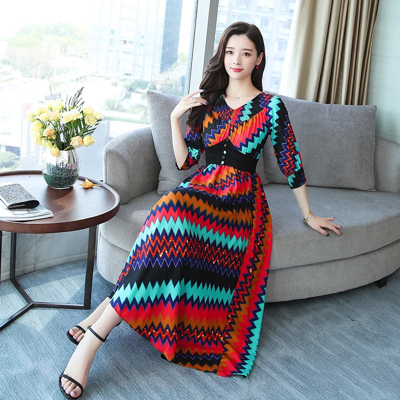 Summer Striped Party Women Long Dress Beach Casual Elegant Lady Retro Korean Office Slim Maxi Vintage Korean Vestido New Arrival