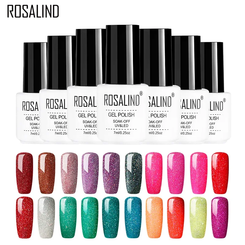 

ROSALIND Gel Nail Polish Rainbow Color Series 7ML Gel Varnishes Semi Permanent UV Manicure Led UV Hybrid Gel Nail Polish Art