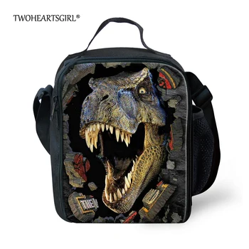 

TWOHEARTSGIRL Cool 3d Dinosaur Print Lunch Bag for Children Kids Insulated Boys Men Lunchbag Thermal Keep Warm Tote Lunchbox