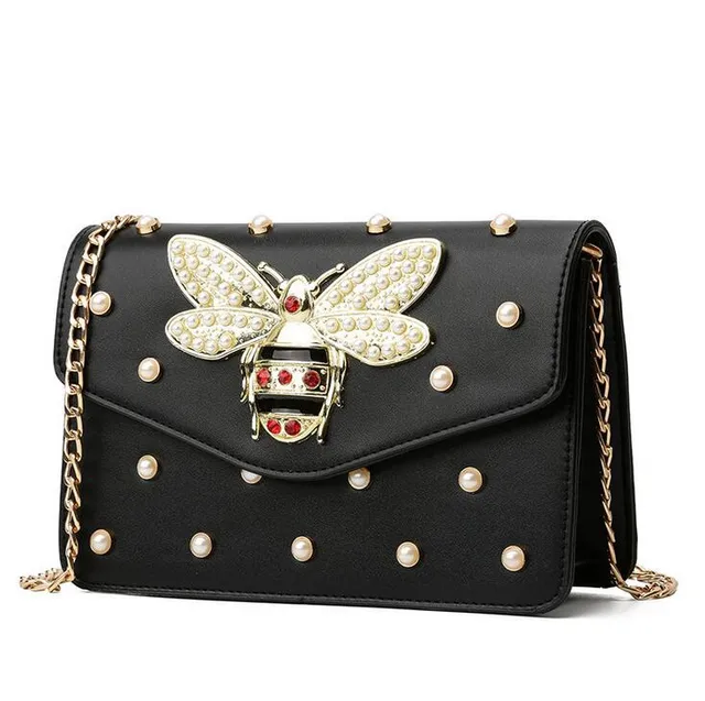Luxury Brand Rhinestones Bee Leather Shoulder Bag Cross body Bag with Chain