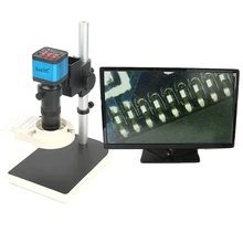 21MP CMOS HDMI микроскоп камера для промышленная лаборатория pcb USB выход TF карта видеомагнитофон+ c-крепление объектива+ 144 светодиодный светильник+ подставка