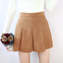 Женская юбка с высокой талией для школьниц; Saias Femininas; юбка для скейтера; сезон осень-зима; замшевые прочные юбки; коллекция года; Женская мини-юбка в складку; S6965