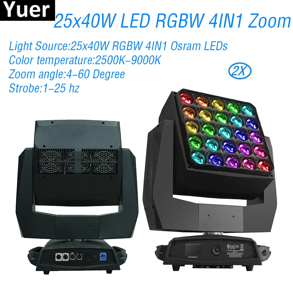

2Pcs/Lot LED Big Bee Eyes 25x40W RGBW 4IN1 Moving Head Light DMX512 DJ Disco Light With Strobe Effect Party Bar Club Stage Light
