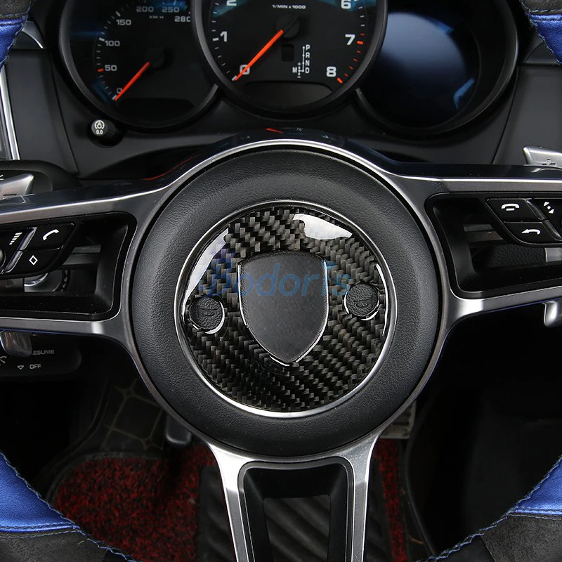 

True Carbon Fiber For Porsche Cayenne Macan Panamera 718 911 Cayman Boxster Turbo Steeling Wheel Sticker Car Styling Accessories