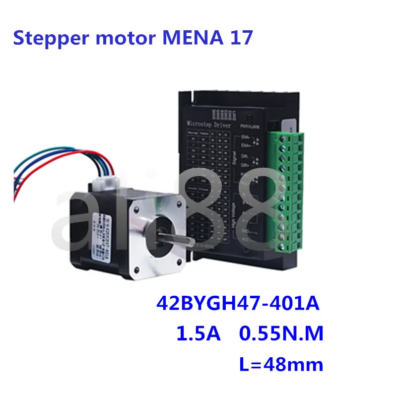

Free shipping 47mm Nema17 Stepper Motor Nema 17 motor 42BYGH47-401A 1.5A 0.55N.M motor for 3D printer
