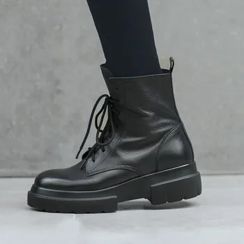 

YMECHIC 2018 New Arrive Botas Popular Styles Autumn Winter Good Quality Genuine Leather Motorcycle Boots Shoes Women Plus Size