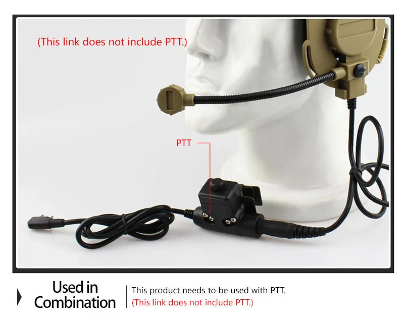 Airsoft Paintball Headset Communication Tactical Headset Wargame CS Hunting Shooting Headphone Use with PTT