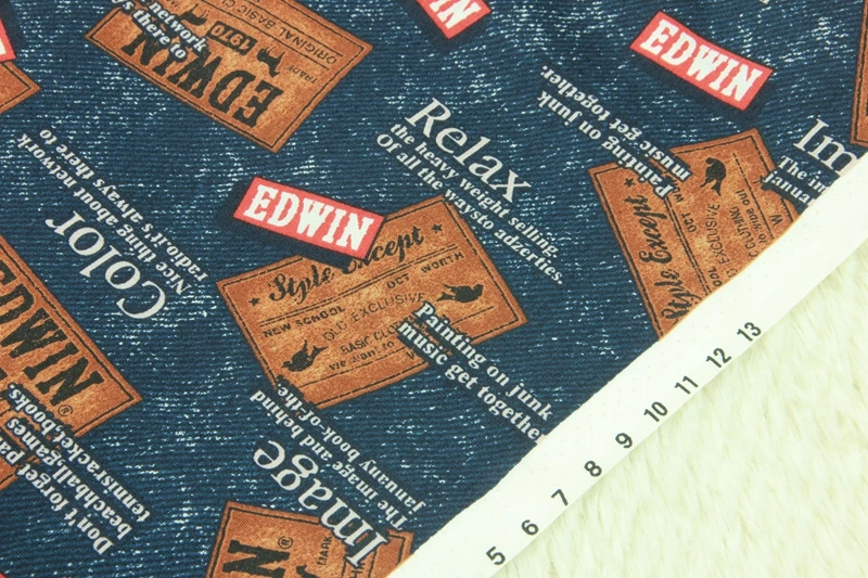 Половина метра японский хлопок ткань с джинсовый значок печати, ручной работы DIY одежды рубашка платье ткань A802