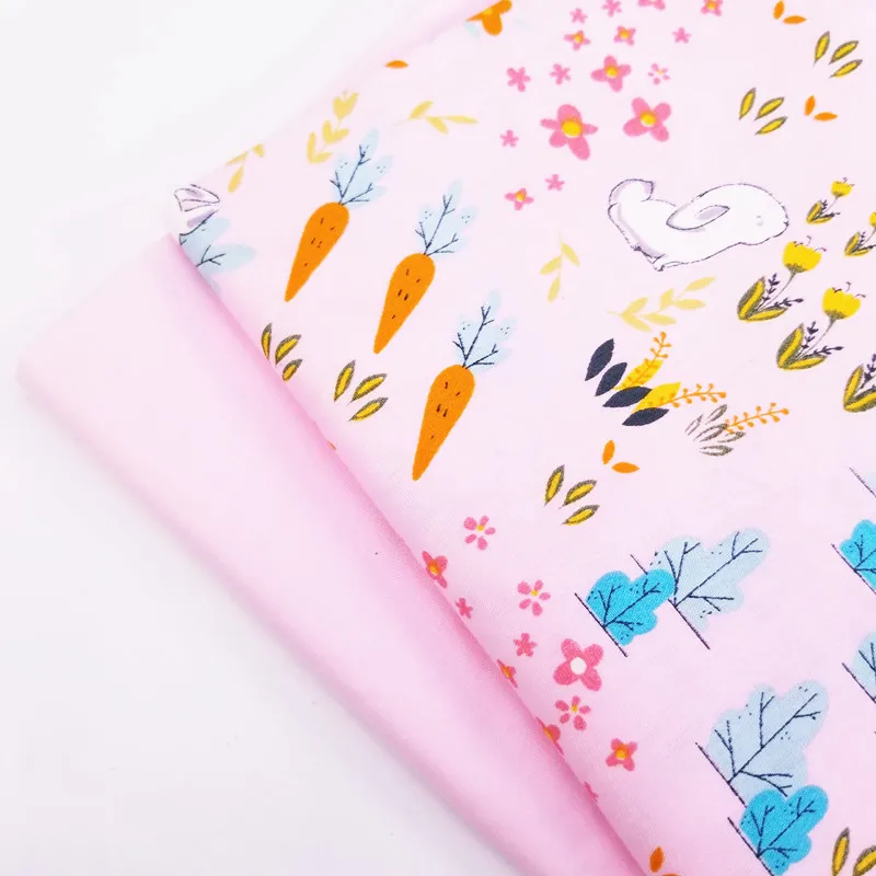 

Pink Series Patchwork Cotton Twill Fabric Fat Quarters 100% Pure Cotton Cute Animal Printed Solid Pink Color Twill Material