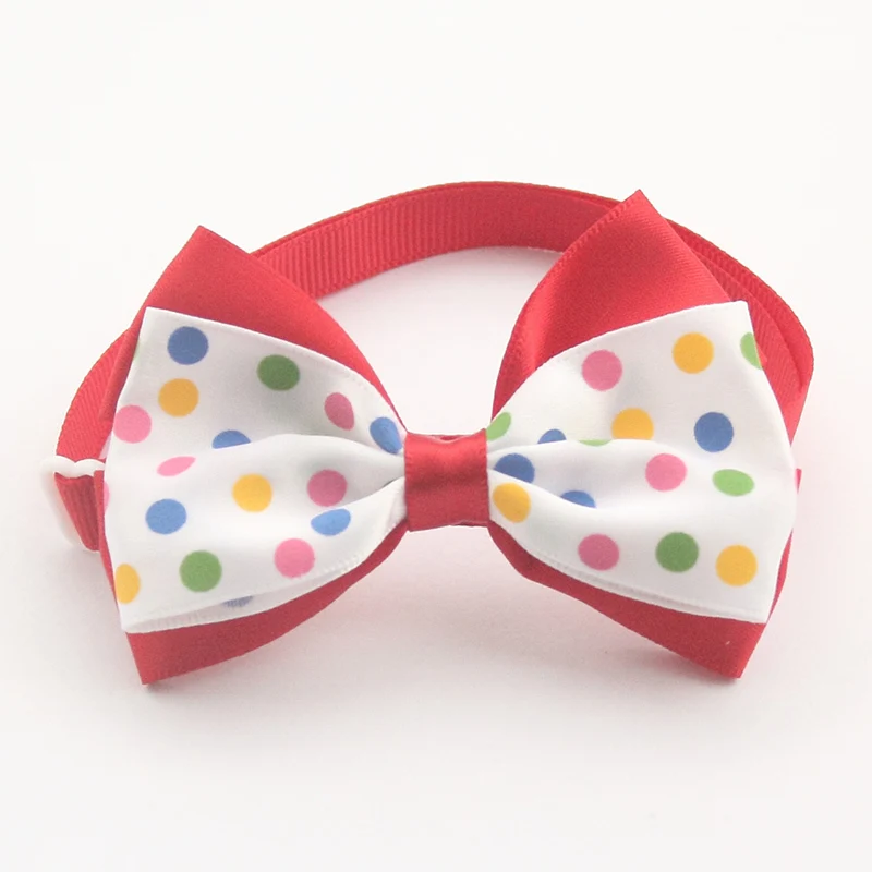 

60 Pcs / Lot Armi store Handmade Color Dot Pattern Ribbon Cute Dogs Ties Bow Dog Tie 31035 Pet Collar Accessories Wholesale