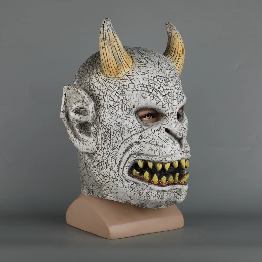 Scary Demon Devil Horror Halloween Latex Mask With Horn Cosplay Prop Masquerade Mask Adult (4)
