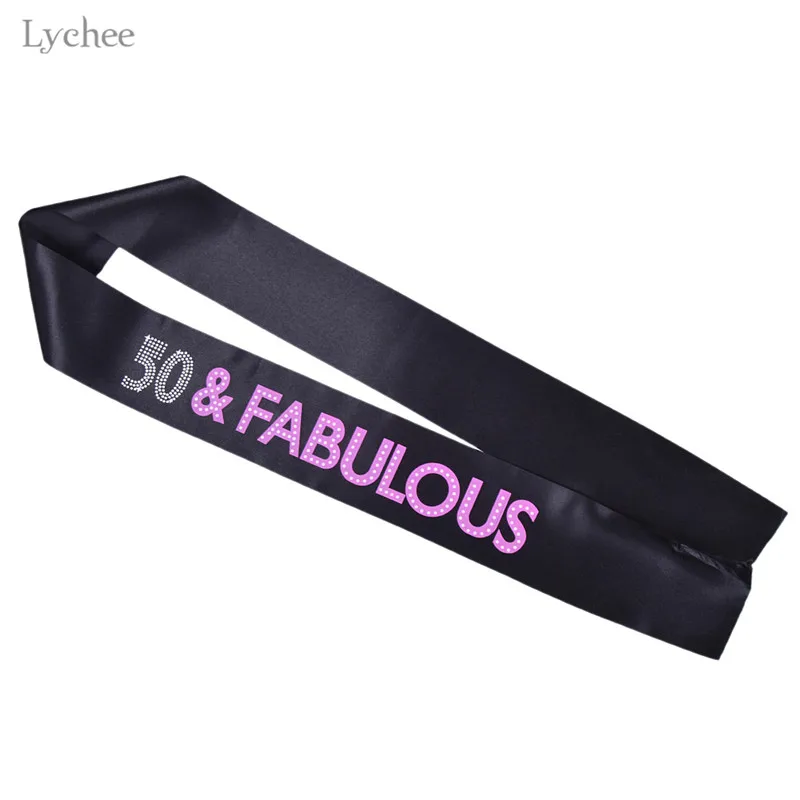 

Lychee 50 & FABULOUS Rhinestone Satin Sashes 50th Birthday Party Decorations Happy Birthday Satin Sash Favour Decor Accessories