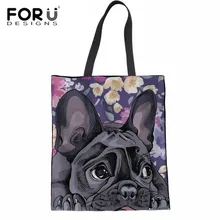 FORUDESIGNS/женская сумка с короткими ручками, милая 3D сумка с животными, французский бульдог, Дейзи, боксер, сумка для девочек-подростков, коллаж, книга, сумка на плечо