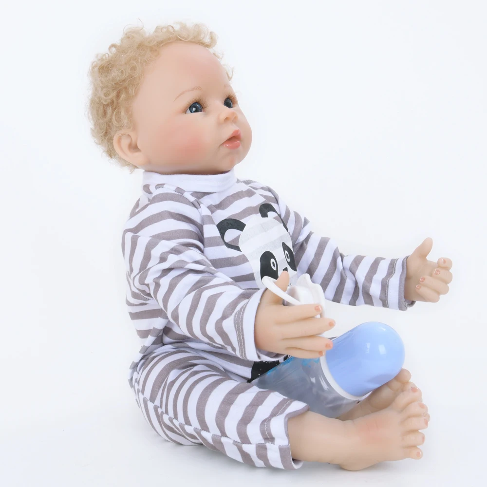 22 &quot55 см кудрявый мохер Очаровательная Кукла Reborn Baby Реалистичная ткань тело