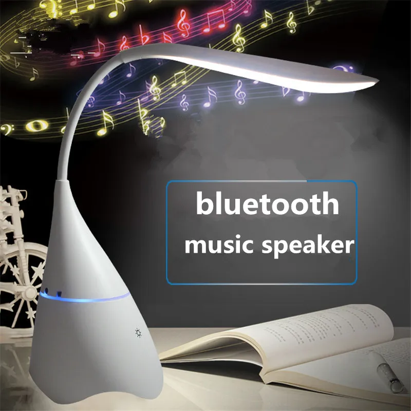 Stereo Wireless Table Lamp USB Rechargeable Bluetooth Speaker Light Reading Lamp Eye Protection Lamp Speaker for Student Bedroom