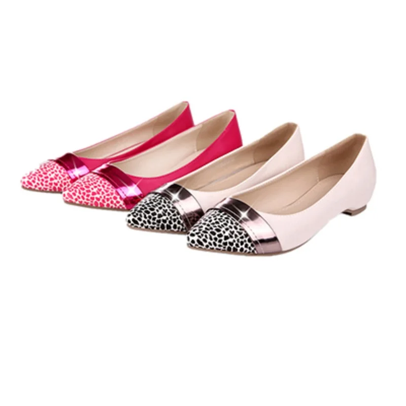 

2019 new single shoes soft bottom leopard leather low heel increased high pointed shallow mouth women's shoes
