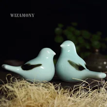 WIZAMONY 2 шт. птицы Традиционный китайский чай для домашних животных любовь птицы фиолетовая глина глазурованная искусство и коллекционное украшение для дома