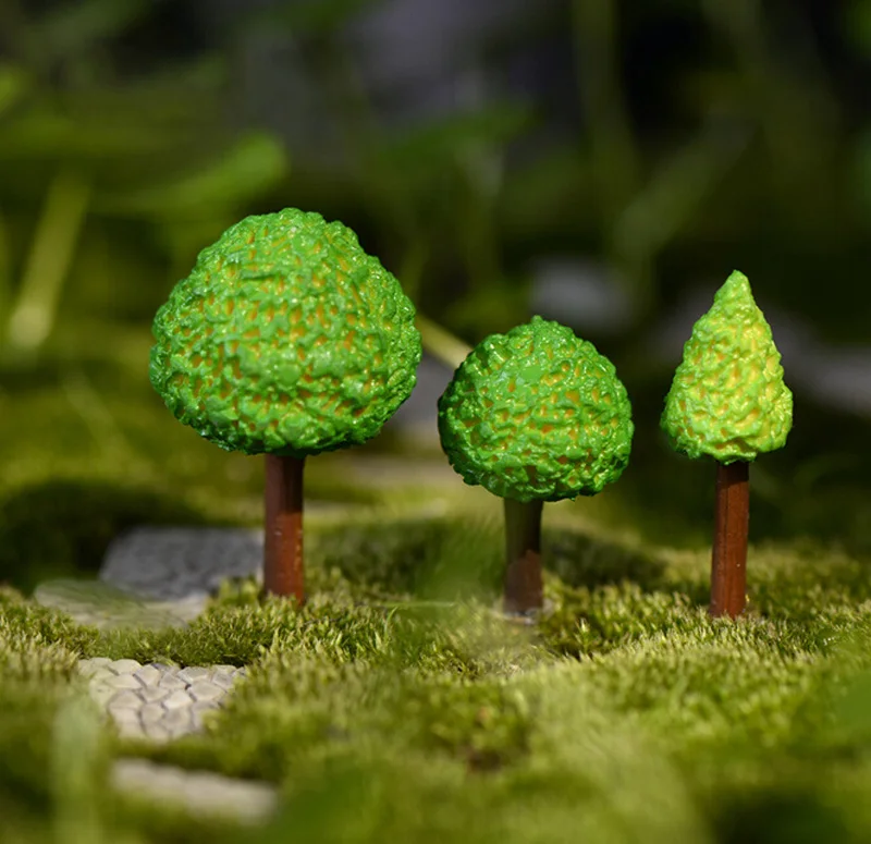 Green Tree Figures Miniature Figurine mini fairy garden Micro Landscape